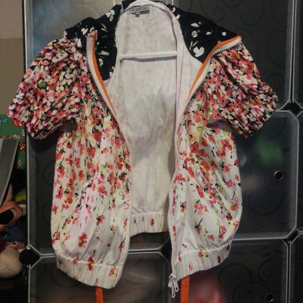 Red Valentino zip up floral design hoodie, jacket